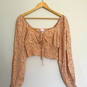 Pink Lily Floral Crop Top